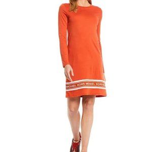 Michael Kors Plus Size Long Sleeve Logo T-Shirt Dress - Orange - Size 2X